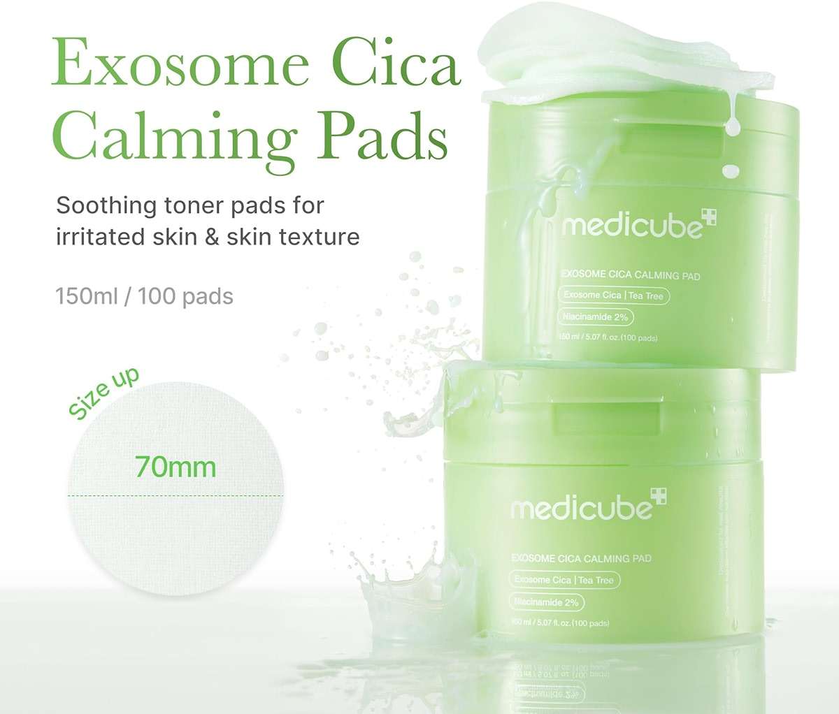medicube Toner Pads Exosome CICA Tea Tree Calming Toner Pad for Sensitive Skin | Centella Asiatica for Redness, Breakouts | Low-irritating & Hydrating Care | Korean Skincare, 100 Pads (1 Pack) - Image 2