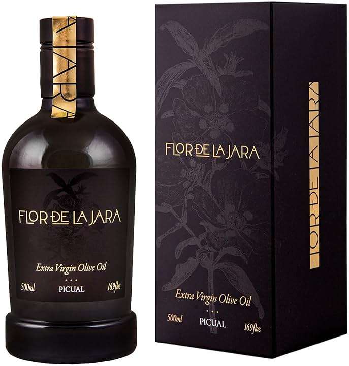 FLOR DE LA JARA Premium Extra Virgin Olive Oil from Spain, First Cold Pressed, Polyphenol-Rich, Monovarietal Picual, Hand-Harvested Olives, Family-Owned Grove, Low acidity (0,1%), 16.9 fl oz (500ml) - Image 1
