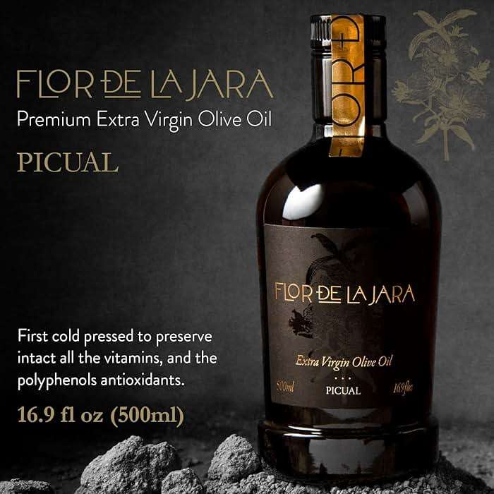 FLOR DE LA JARA Premium Extra Virgin Olive Oil from Spain, First Cold Pressed, Polyphenol-Rich, Monovarietal Picual, Hand-Harvested Olives, Family-Owned Grove, Low acidity (0,1%), 16.9 fl oz (500ml) - Image 2