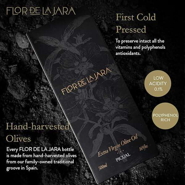 FLOR DE LA JARA Premium Extra Virgin Olive Oil from Spain, First Cold Pressed, Polyphenol-Rich, Monovarietal Picual, Hand-Harvested Olives, Family-Owned Grove, Low acidity (0,1%), 16.9 fl oz (500ml) - Image 4