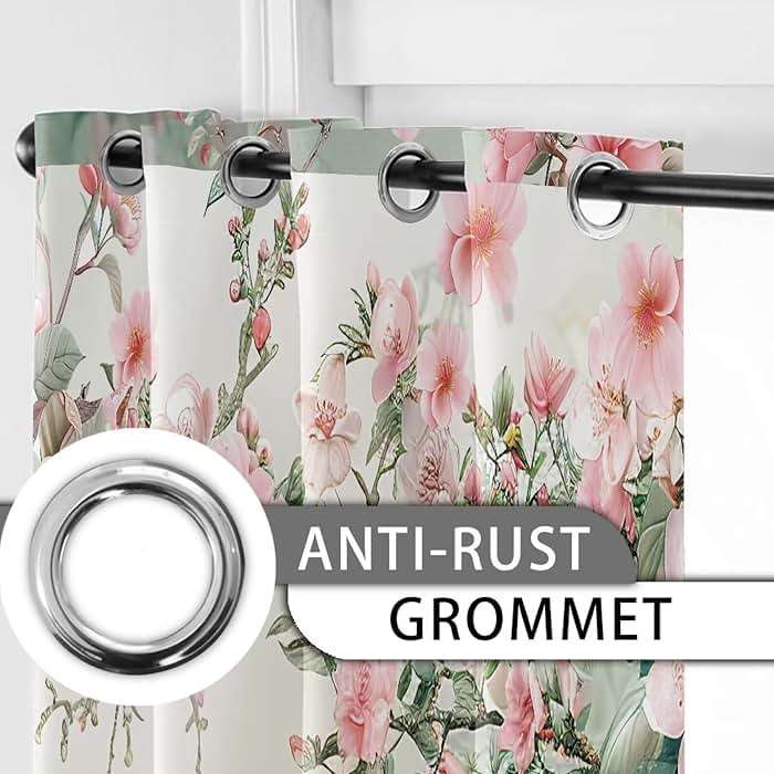 Cugasmaru Hummingbird Blackout Curtains for Bedroom Floral 84 Inch Blackout Curtains 2 Panel Set Fancy Insulated Room Darkening Curtains for Living Room Window Treatments 84" W X 52" L - Image 6