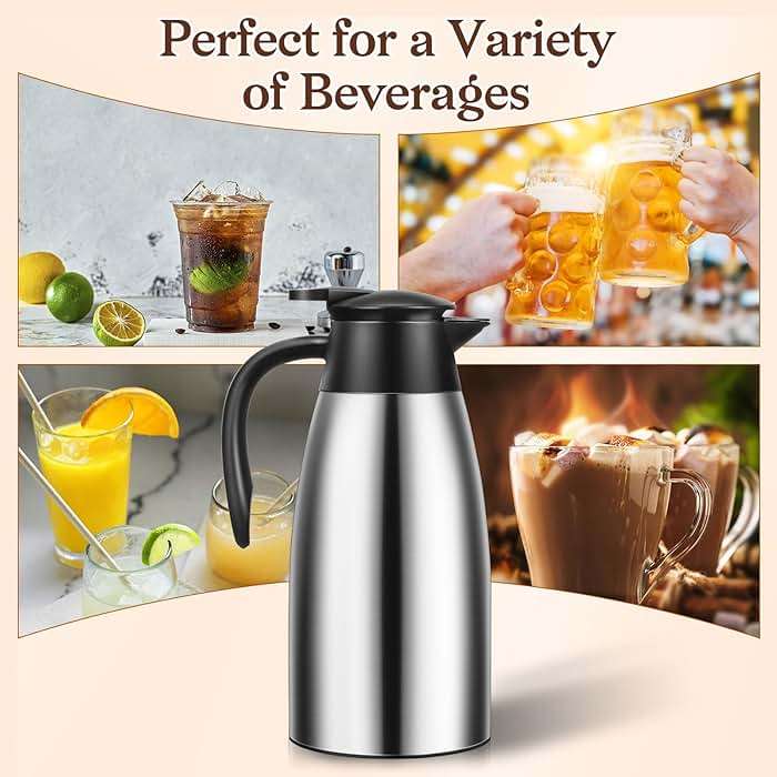 Essenya 2 PCS 68 OZ Thermal Coffee Carafe, Insulated Stainless Steel Coffee Carafe Double Walled Vacuum Thermal Pot Flask with Brushes for Keeping Hot Coffee Tea Home and Office (Silver) - Image 6