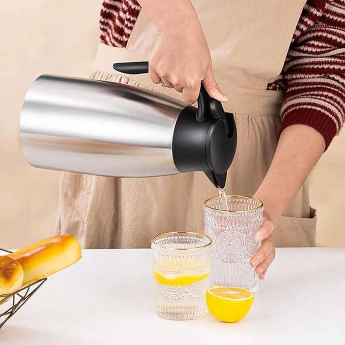 Essenya 2 PCS 68 OZ Thermal Coffee Carafe, Insulated Stainless Steel Coffee Carafe Double Walled Vacuum Thermal Pot Flask with Brushes for Keeping Hot Coffee Tea Home and Office (Silver) - Image 7