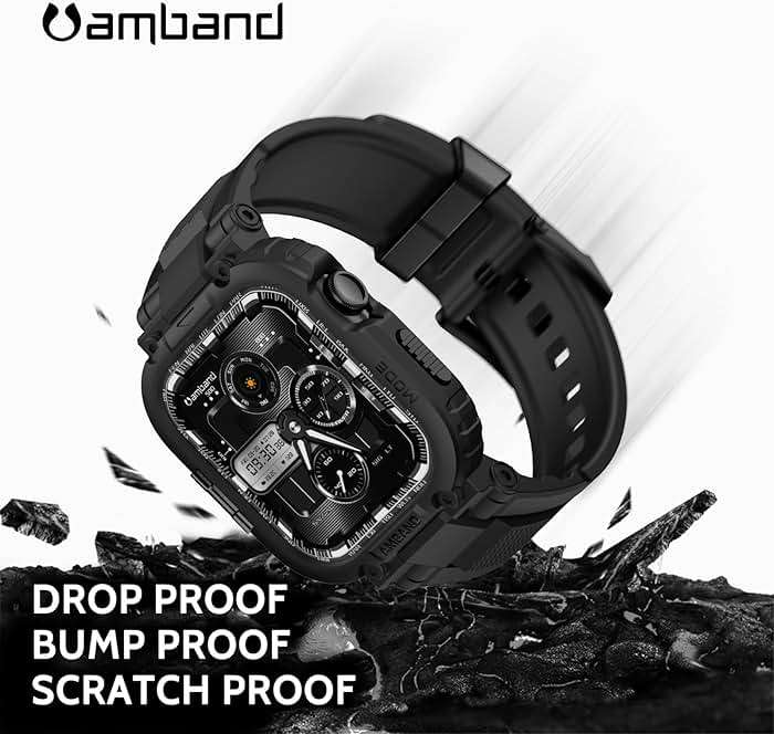 amBand Bands Case Compatible with Apple Watch Series 11/10 46mm for Men, M1 Sport Rugged Heavy Duty Cover Tactical Strap Military Grade Protective Bumper Protector for iWatch 46 mm Men Black - Image 3