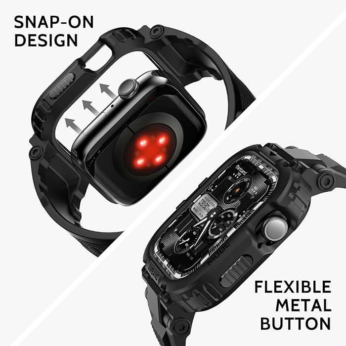 amBand Bands Case Compatible with Apple Watch Series 11/10 46mm for Men, M1 Sport Rugged Heavy Duty Cover Tactical Strap Military Grade Protective Bumper Protector for iWatch 46 mm Men Black - Image 5