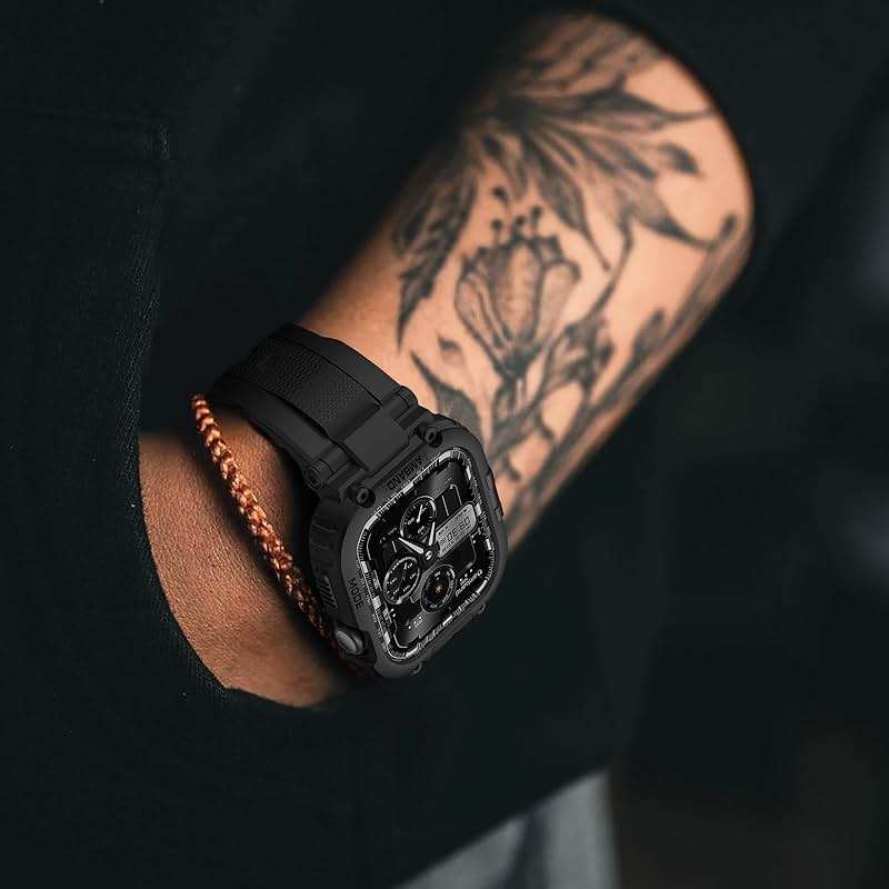 amBand Bands Case Compatible with Apple Watch Series 11/10 46mm for Men, M1 Sport Rugged Heavy Duty Cover Tactical Strap Military Grade Protective Bumper Protector for iWatch 46 mm Men Black - Image 6