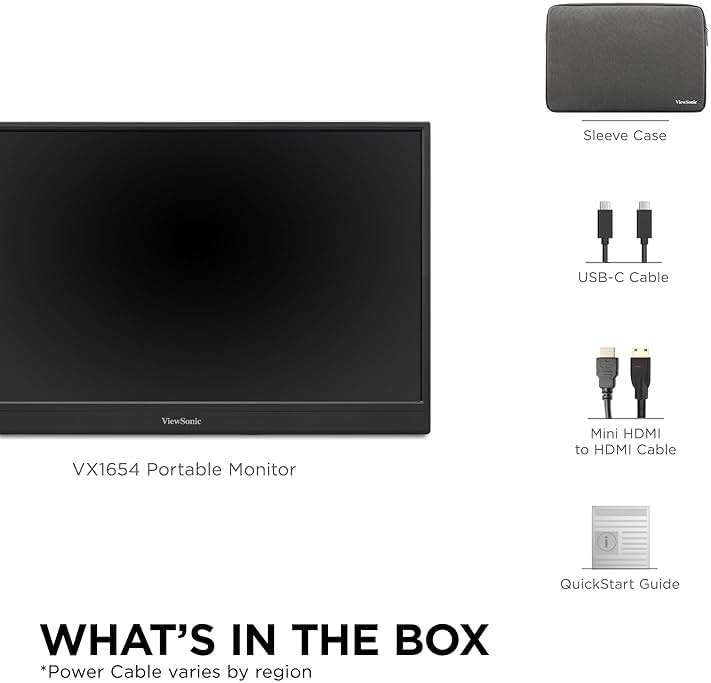 ViewSonic VX1654 16 Inch 1080p Portable Gaming Monitor, IPS Display with 144Hz for Smooth Mobile Workspaces and Fast-Action Gaming, Built-in Stand, 60W USB-C, and Mini HDMI Inputs - Image 7