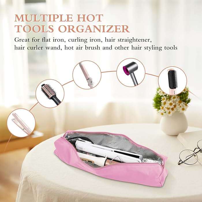 Suafrnut Professional Hot Hair Tools Organizer Bag Portable Travel Heat Resistant Storage Case Pouch for Curling Irons, Flat Irons, Hair Straightener and Styling Tools(17.7" x 3.2"x 3.2") - Image 5