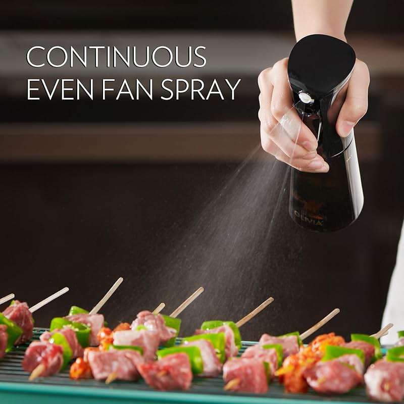 OLIVIA SIGNATURE Advanced Kitchen Oil Sprayer with Flairosol Technology, Fine Mist & Portion Control, Refillable Glass Cooking Spray Bottle, Anti-Drip & Leakproof, Air Fryer, Salad, BBQ, 200ml(Black) - Image 3