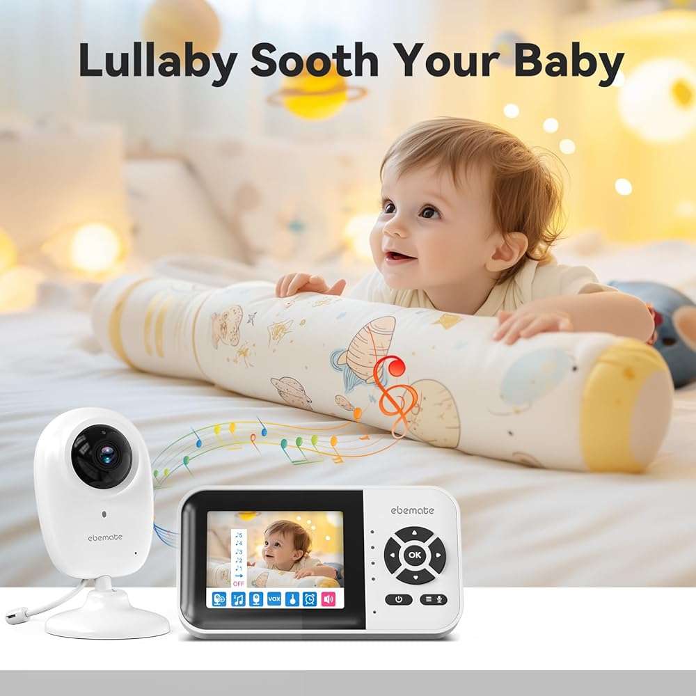 ebemate WiFi Video Baby Monitor with 2 Camera,2.8" Display with 1500Ft Long Range,WiFi On/Off,1080P No Glow Night Vision,2-Way Talk Baby Cam Monitoring - Image 8