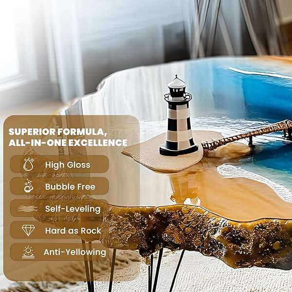 LEEYA Epoxy Resin Crystal Clear Epoxy Resin Kit 1 Gallon, No Yellowing No Bubble Self Leveling Resin Epoxica Easy Mix 1:1, Table Top Epoxy Resin, Coating Casting, Painting, Art Crafts, Jewelry Making - Image 4