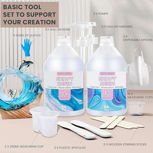LEEYA Epoxy Resin Crystal Clear Epoxy Resin Kit 1 Gallon, No Yellowing No Bubble Self Leveling Resin Epoxica Easy Mix 1:1, Table Top Epoxy Resin, Coating Casting, Painting, Art Crafts, Jewelry Making - Image 5
