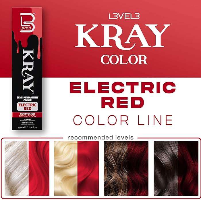 L3 - Level 3 Electric Semi Permanent Hair Color - Vibrant Long Lasting Shine - Argan Oil Protection - 100 ml - Electric Red - Image 3