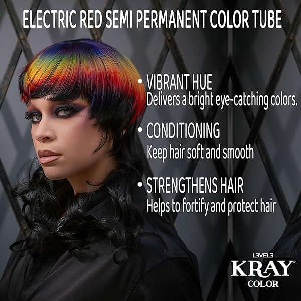 L3 - Level 3 Electric Semi Permanent Hair Color - Vibrant Long Lasting Shine - Argan Oil Protection - 100 ml - Electric Red - Image 7