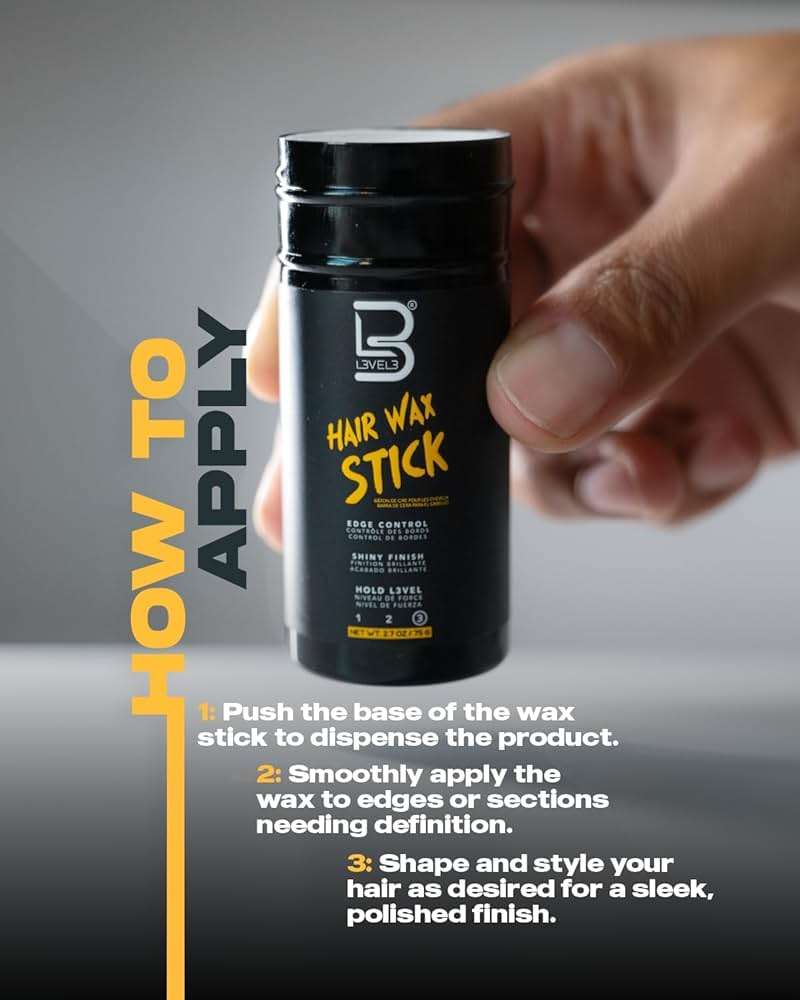 L3 Level 3 Hair Wax Stick 2.7 oz - Hair Smoothing Stick with Coconut Oil and Mineral Oil - Gives Hair a Sleek Polished Look with Edge Control - Image 3