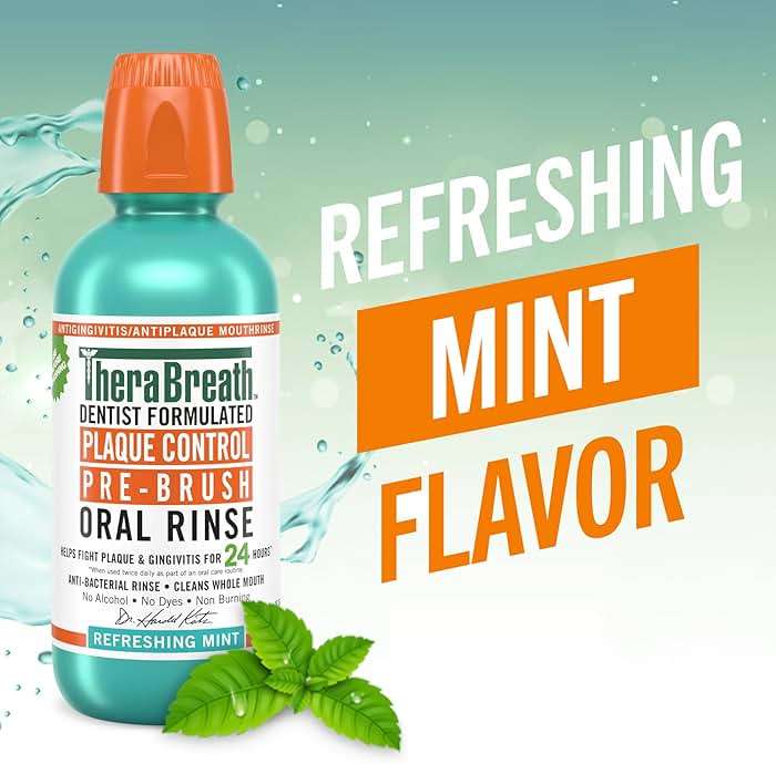 TheraBreath Plaque Control Pre-Brush Oral Rinse, Refreshing Mint Flavor, Antigingivitis and Antiplaque Rinse, Dentist Formulated, Alcohol Free, 16 Fl Oz (Pack of 2) - Image 2