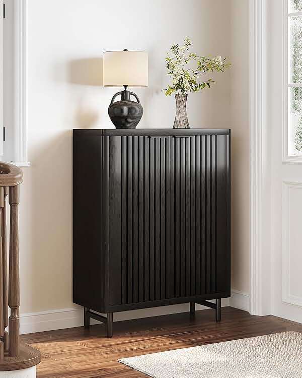 LITTLE TREE 6-Tier Shoe Cabinet with Doors for Up to 24 Pairs, Large Wooden Shoe Storage Cabinet with Adjustable Shelves, Black Freestanding Shoe Organizer Cabinet for Entryway, Hallway - Image 2