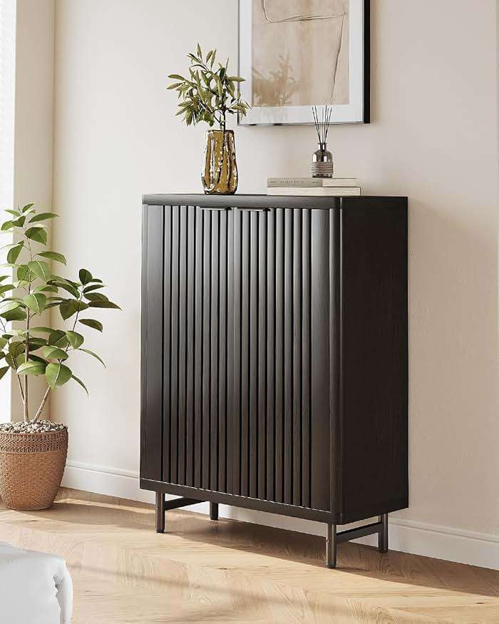 LITTLE TREE 6-Tier Shoe Cabinet with Doors for Up to 24 Pairs, Large Wooden Shoe Storage Cabinet with Adjustable Shelves, Black Freestanding Shoe Organizer Cabinet for Entryway, Hallway - Image 7