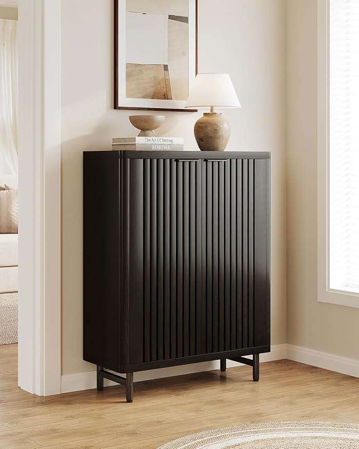 LITTLE TREE 6-Tier Shoe Cabinet with Doors for Up to 24 Pairs, Large Wooden Shoe Storage Cabinet with Adjustable Shelves, Black Freestanding Shoe Organizer Cabinet for Entryway, Hallway - Image 8