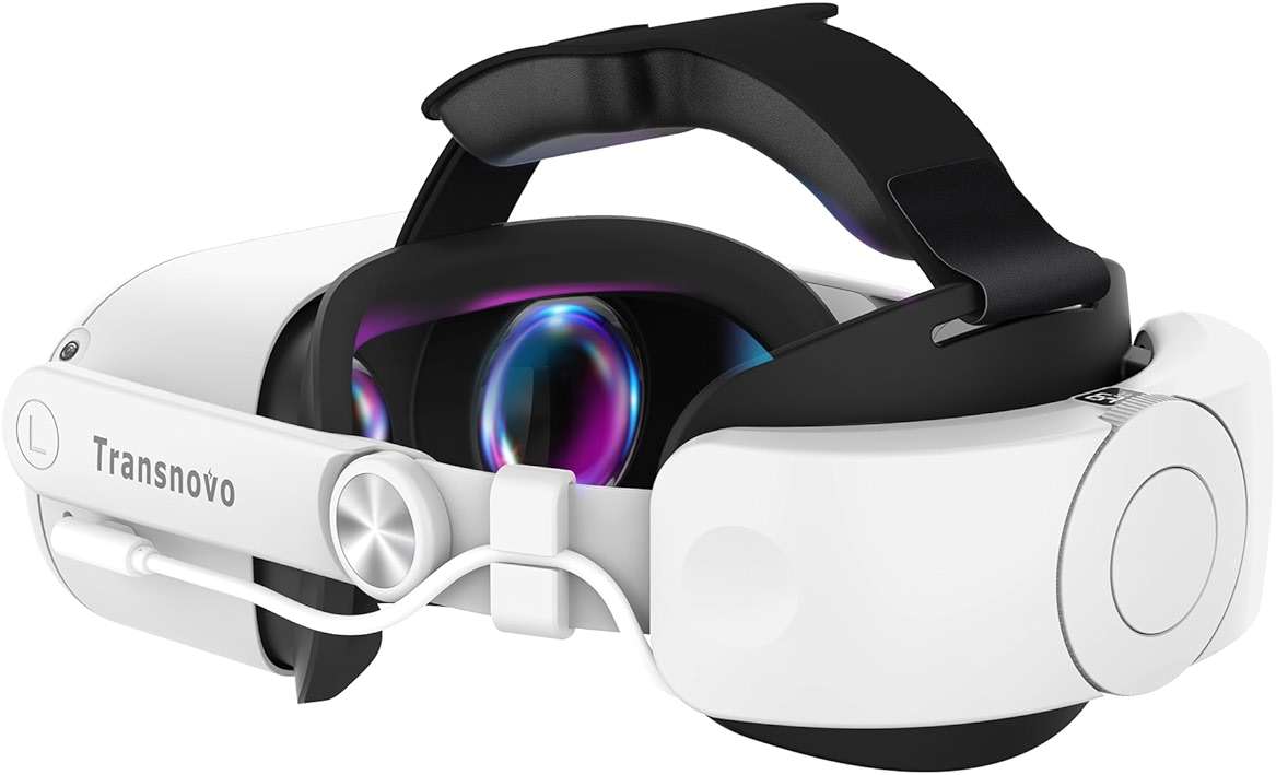 TRANSNOVO Compatible with Oculus Quest 2 6000mAh Battery Head Strap, One-Button Retractable Design,Quest 2 Accessories for Meta Quest 2 Head Strap - Image 1