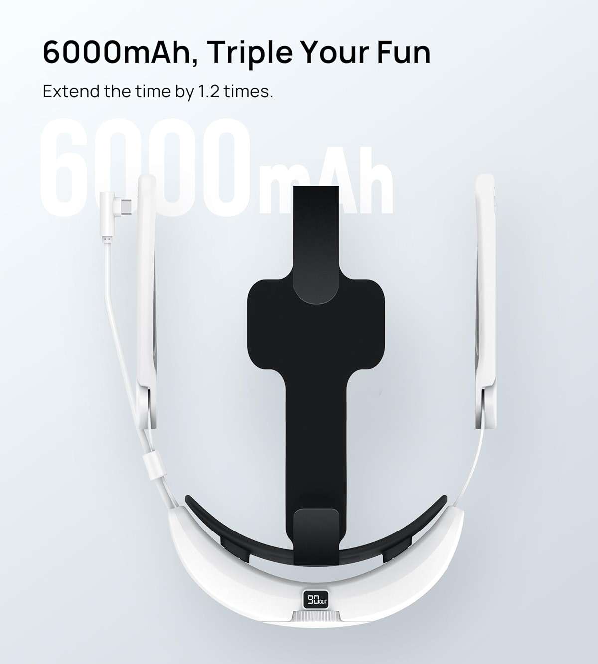 TRANSNOVO Compatible with Oculus Quest 2 6000mAh Battery Head Strap, One-Button Retractable Design,Quest 2 Accessories for Meta Quest 2 Head Strap - Image 2