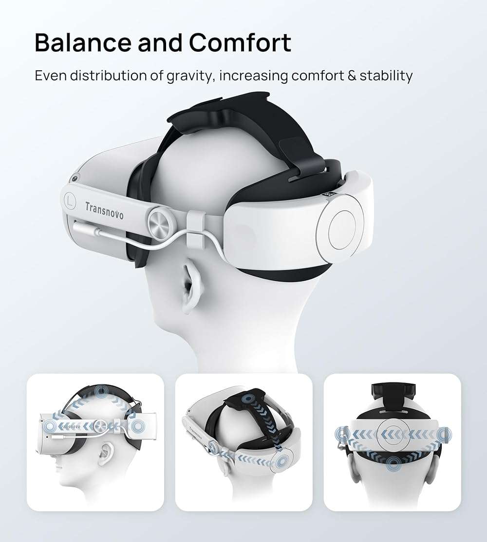 TRANSNOVO Compatible with Oculus Quest 2 6000mAh Battery Head Strap, One-Button Retractable Design,Quest 2 Accessories for Meta Quest 2 Head Strap - Image 4