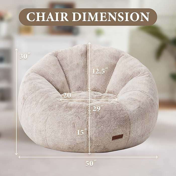 Hobestluk Bean Bag Chairs Large Bean Bag Couch for Adults Stuffed Sofa Chair Comfy Giant Bean Bag Chair with Spacious Design for Reading, Playing or Relaxing (Brown) - Image 2