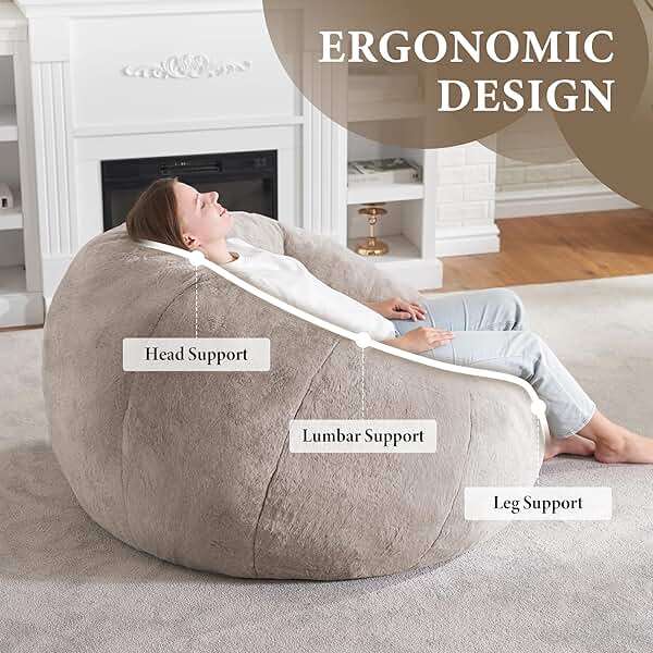 Hobestluk Bean Bag Chairs Large Bean Bag Couch for Adults Stuffed Sofa Chair Comfy Giant Bean Bag Chair with Spacious Design for Reading, Playing or Relaxing (Brown) - Image 5