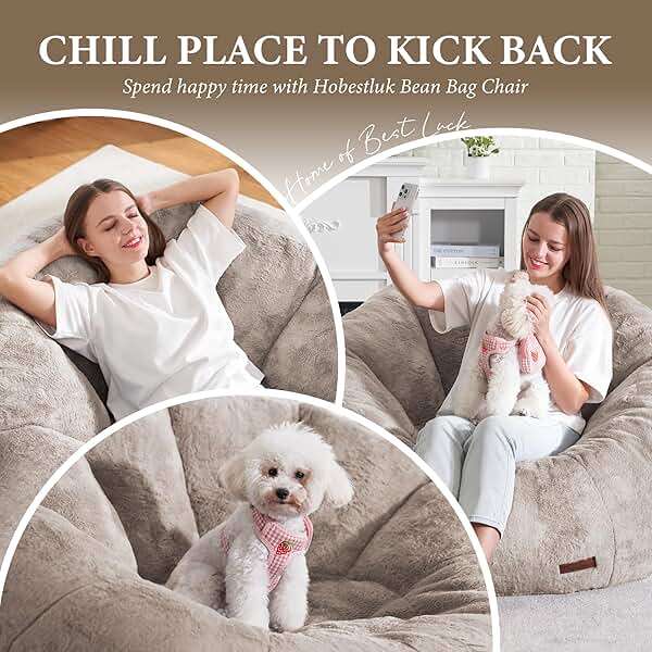 Hobestluk Bean Bag Chairs Large Bean Bag Couch for Adults Stuffed Sofa Chair Comfy Giant Bean Bag Chair with Spacious Design for Reading, Playing or Relaxing (Brown) - Image 6