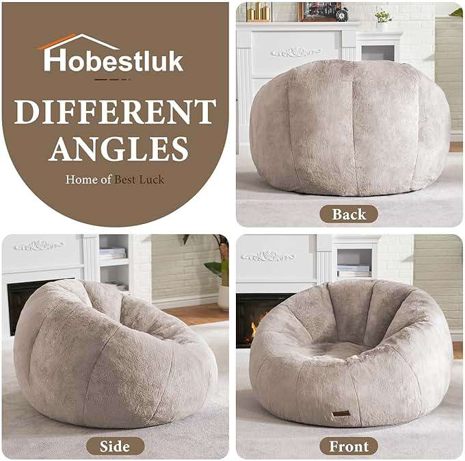 Hobestluk Bean Bag Chairs Large Bean Bag Couch for Adults Stuffed Sofa Chair Comfy Giant Bean Bag Chair with Spacious Design for Reading, Playing or Relaxing (Brown) - Image 8