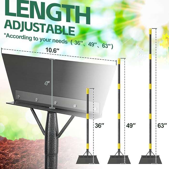 Garden Cleaning Shovel, 63" Adjustable Floor Ice Scraper Long Handle Heavy Duty Tool, Multifunctional Flat Snow Shovel Gardening Tools for Digging, Weeding,Scraping - Image 2