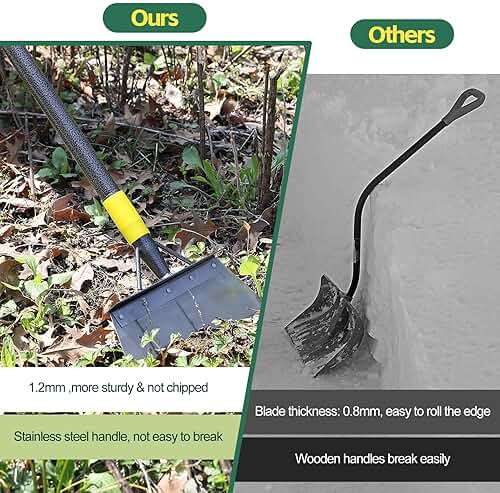 Garden Cleaning Shovel, 63" Adjustable Floor Ice Scraper Long Handle Heavy Duty Tool, Multifunctional Flat Snow Shovel Gardening Tools for Digging, Weeding,Scraping - Image 5