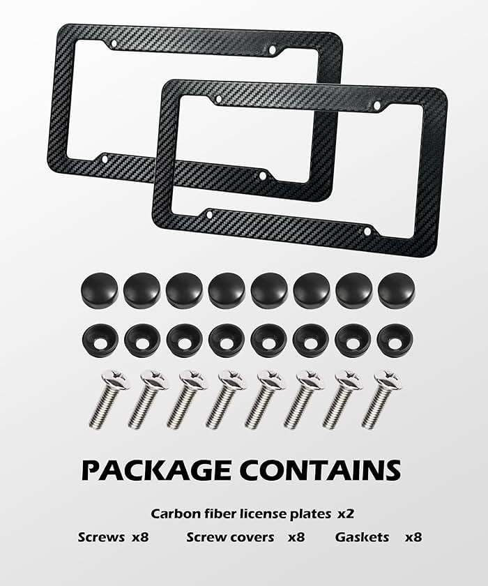 SCUARI 2PCS License Plate Frames,License Plate Cover,Car Accessories Carbon Fiber License Plate Frame,Licence Plate Frame Holder with Fasteners and Screws,Fit for Most America License Plate - Image 2