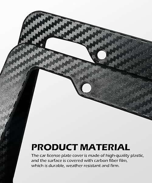 SCUARI 2PCS License Plate Frames,License Plate Cover,Car Accessories Carbon Fiber License Plate Frame,Licence Plate Frame Holder with Fasteners and Screws,Fit for Most America License Plate - Image 3