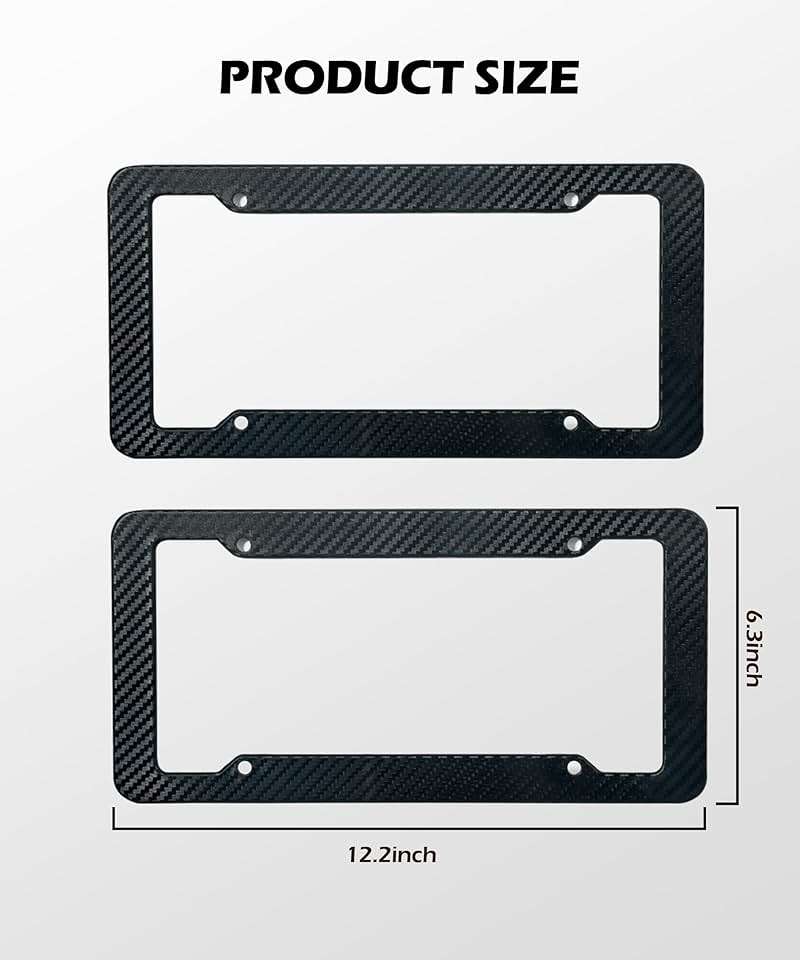SCUARI 2PCS License Plate Frames,License Plate Cover,Car Accessories Carbon Fiber License Plate Frame,Licence Plate Frame Holder with Fasteners and Screws,Fit for Most America License Plate - Image 4