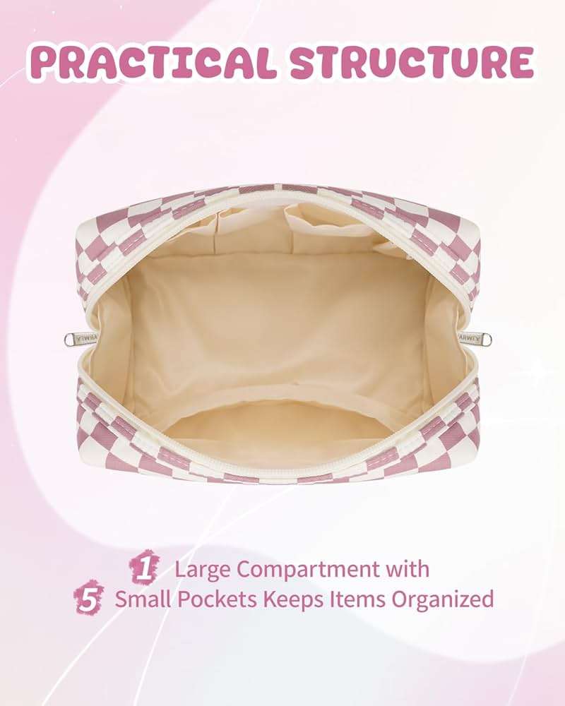 Narwey Graduation Gifts for Teen Girls Kids Tween, Initial Makeup Bag, Trendy Stuff 6-18 Years Old, Personalized Monogram Travel Cosmetic Bag, Birthday Teacher Bridesmaid Mom Gifts for Women (M) - Image 3