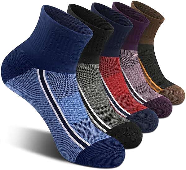 Gonii Mens Athletic Ankle Socks 5-Pairs - Blister Defense & Cushioned for Running, Hiking, Sports - Image 1