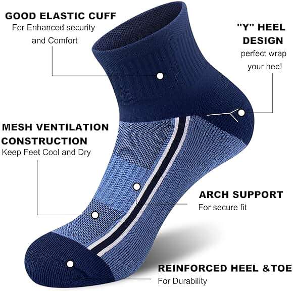 Gonii Mens Athletic Ankle Socks 5-Pairs - Blister Defense & Cushioned for Running, Hiking, Sports - Image 3