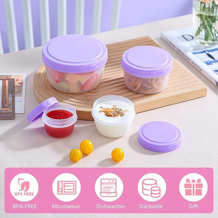 16PCS Food Storage Containers with Lids, Meal Prep Reusable Kids Lunch Containers, Dishwasher Safe & BPA Free Plastic Snack Salad Dressing Containers to go With Leak-Proof Screw-On Top for Lunch - Image 4