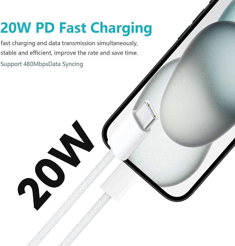 6FT 20W USB Type C Fast Charger Block for iPhone 16e 17 16 15 Pro MaX,AirPods 4 4th, AirPods Pro 3 2 2nd, iPad Pro Air 13/12.9,iPad 10th Tablet,Samsung Galaxy A16 A15 A14 5G A54 A03S A53 A23 A34 - Image 2