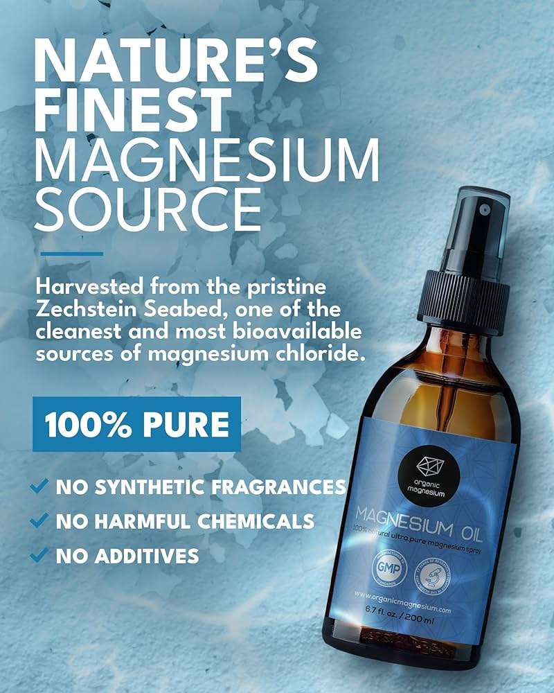 Organic Organic Magnesium Oil Spray for Feet, Sleep & Sore Muscles – 100% Pure Ancient Zechstein Mg Chloride, Topical Formula for Natural Relaxation, Body Massage, Leg Cramps & Workout Relief - Image 3