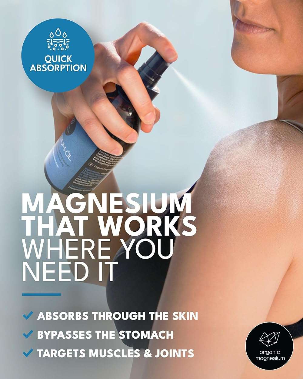 Organic Organic Magnesium Oil Spray for Feet, Sleep & Sore Muscles – 100% Pure Ancient Zechstein Mg Chloride, Topical Formula for Natural Relaxation, Body Massage, Leg Cramps & Workout Relief - Image 4