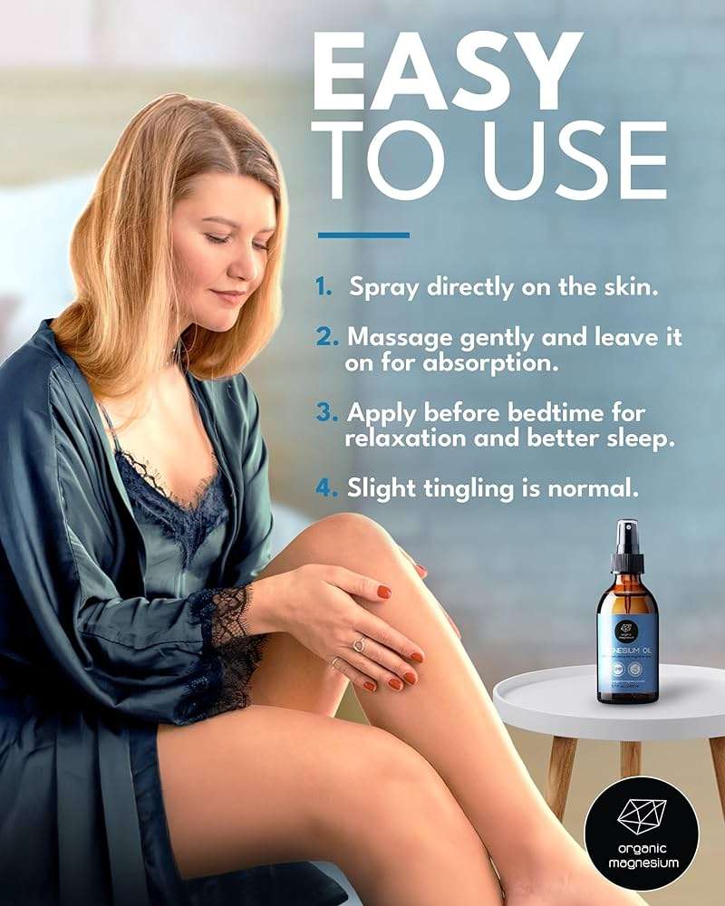 Organic Organic Magnesium Oil Spray for Feet, Sleep & Sore Muscles – 100% Pure Ancient Zechstein Mg Chloride, Topical Formula for Natural Relaxation, Body Massage, Leg Cramps & Workout Relief - Image 5
