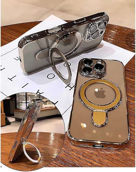 LXK Magnetic Invisible Stand for iPhone 16 Pro Max Case 6.9" Compatible with MagSafe, Military-Grade Protection, with Camera Protector, Clear Scratch-Resistant Back Cover for 16 ProMax,Desert Titanium - Image 3