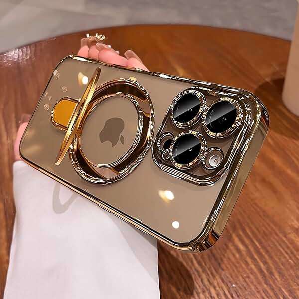 LXK Magnetic Invisible Stand for iPhone 16 Pro Max Case 6.9" Compatible with MagSafe, Military-Grade Protection, with Camera Protector, Clear Scratch-Resistant Back Cover for 16 ProMax,Desert Titanium - Image 5