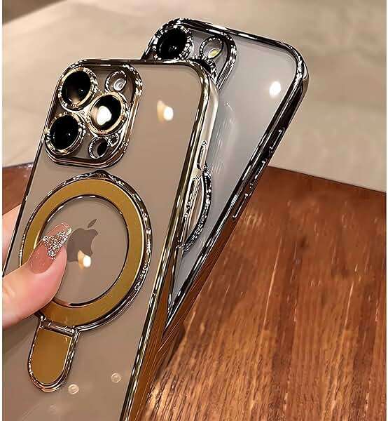 LXK Magnetic Invisible Stand for iPhone 16 Pro Max Case 6.9" Compatible with MagSafe, Military-Grade Protection, with Camera Protector, Clear Scratch-Resistant Back Cover for 16 ProMax,Desert Titanium - Image 6