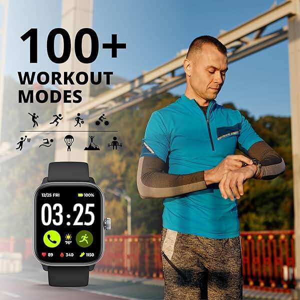 Spade & Co Health Smartwatch 4 - Smartwatch for Men & Women, Heart Rate, Sleep & SpO2 Monitor, Pedometer, Fitness Tracker, Answer/Make Calls IP68 Waterproof iOS & Android Compatible - Image 3