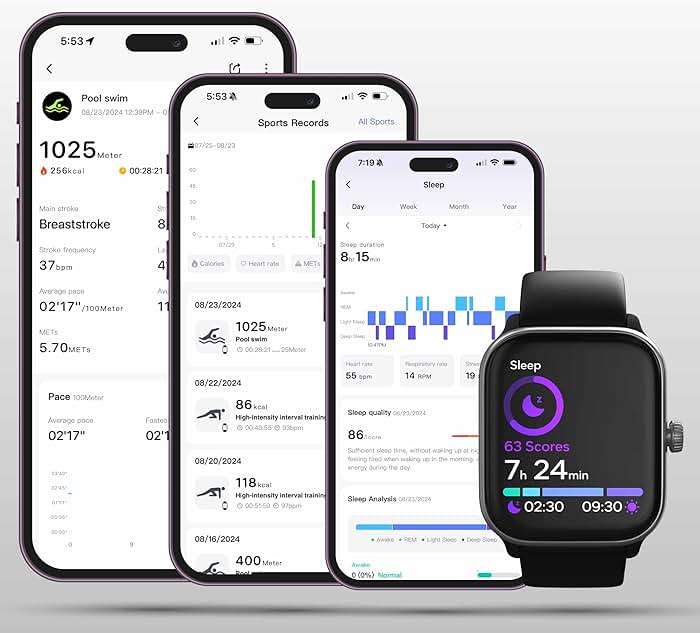 Spade & Co Health Smartwatch 4 - Smartwatch for Men & Women, Heart Rate, Sleep & SpO2 Monitor, Pedometer, Fitness Tracker, Answer/Make Calls IP68 Waterproof iOS & Android Compatible - Image 4