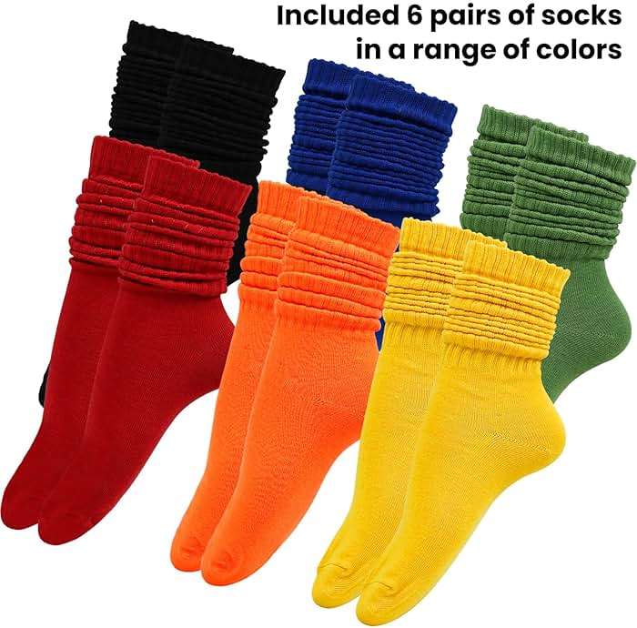 Heran 6 Pairs Slouch Socks for Woman, Colors Knee High Scrunch Socks for Women Girls Students, Mid-Calf Casual Stockings - Image 6
