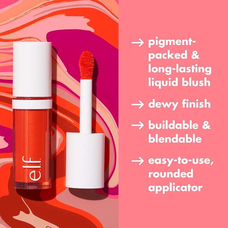 e.l.f. Camo Liquid Blush, Long-lasting Liquid Blush For High-pigment Color, Creates A Soft, Dewy Finish, Vegan & Cruelty-free, Cheeky Lychee - Image 4